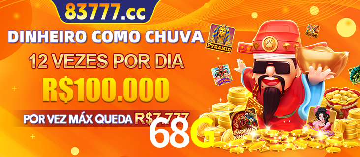Banner do programa de recompensas Recomende para amigos do 68G, detalhando os bônus por convidar amigos, com prêmios que chegam a R$288.888.